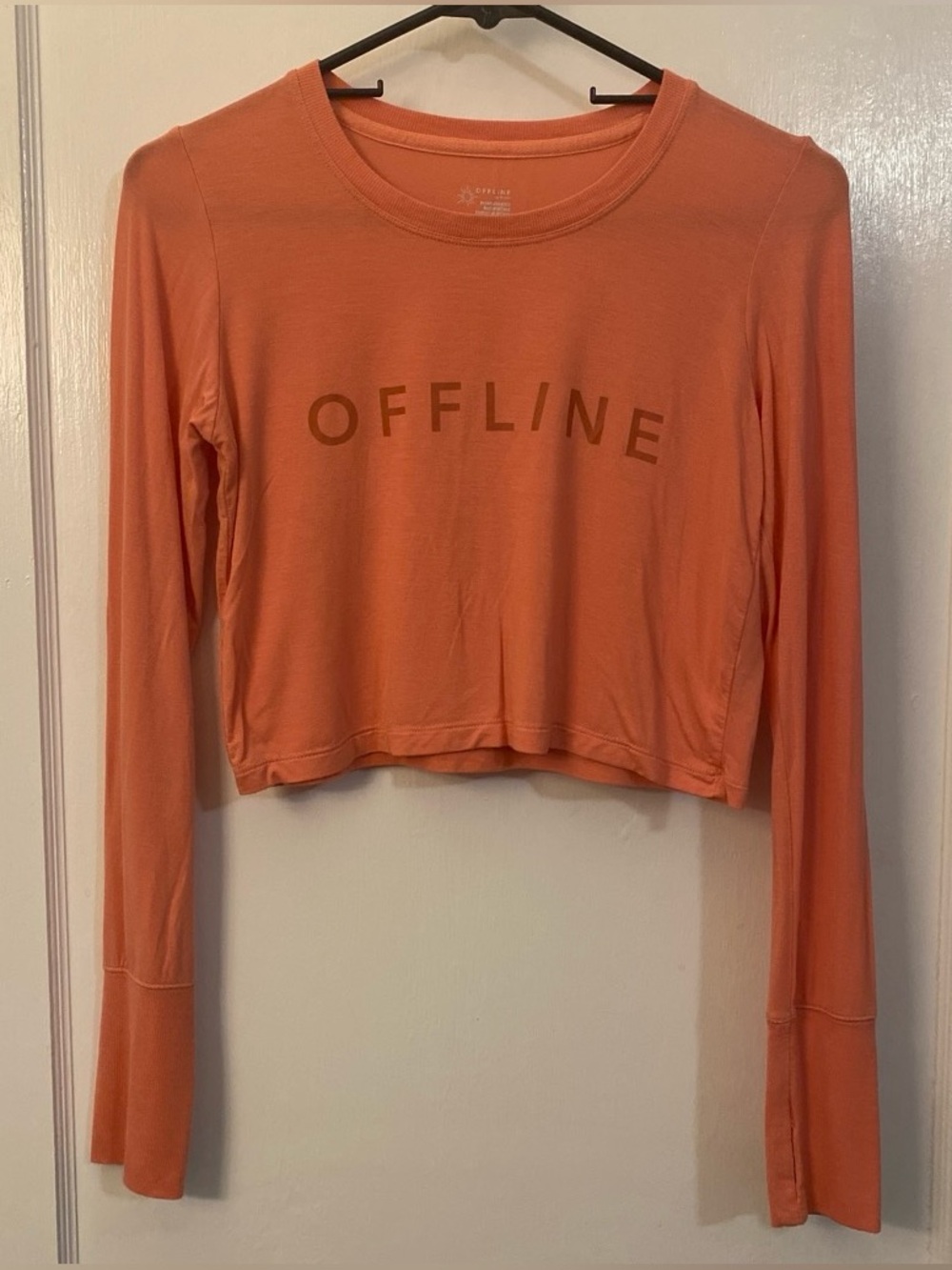 Offline by Aerie Long-Sleeve Crop Top - Orange Size Small
